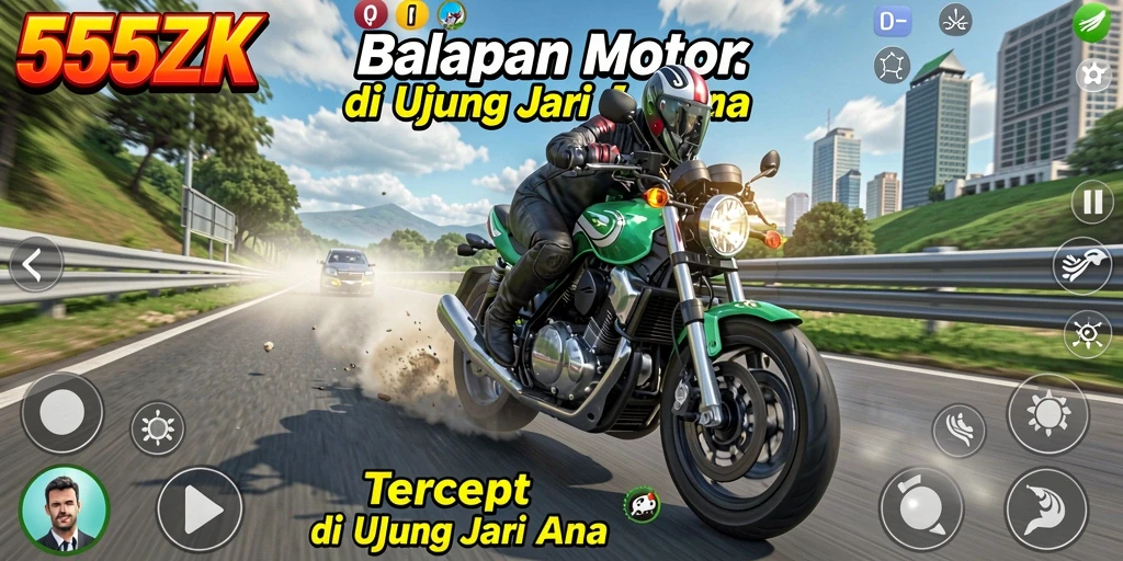 Gameplay seru di trek balap motor yang mendebarkan.