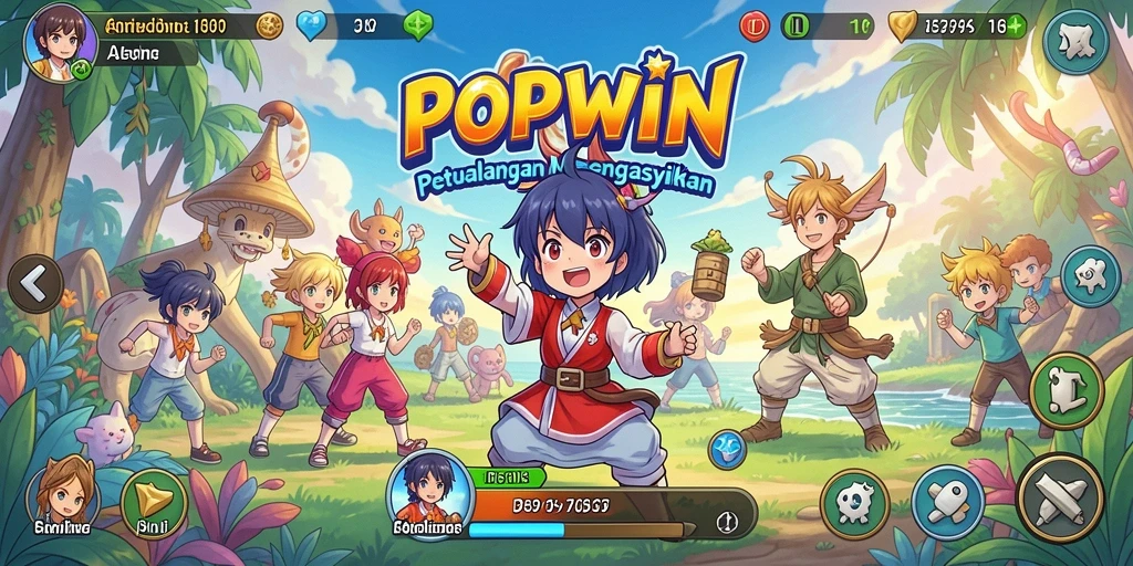 Gameplay POPWIN yang menarik dengan karakter Anime yang beragam.
