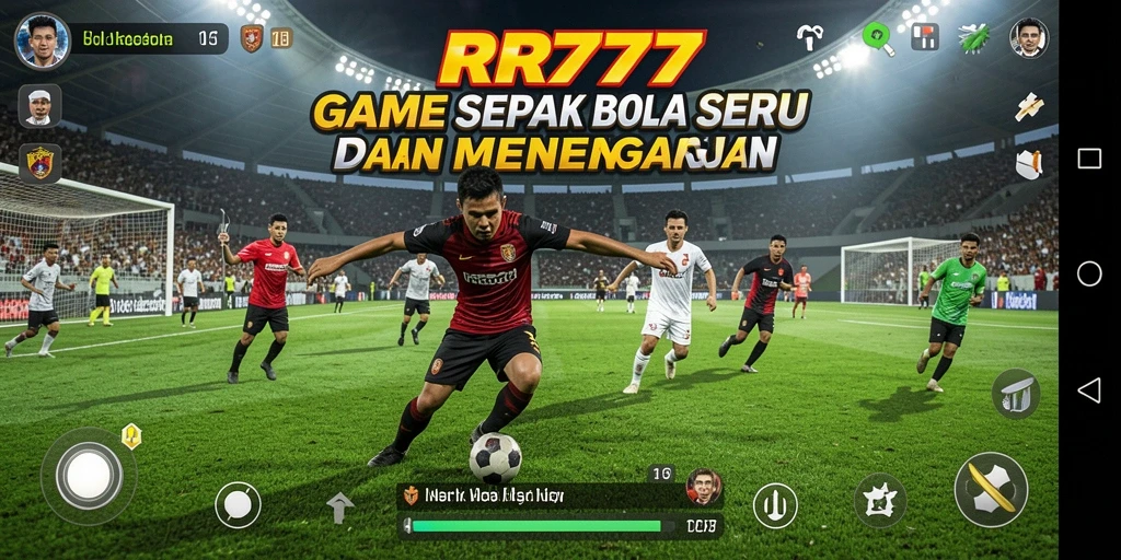 Screenshot gameplay RR777 menampilkan aksi seru pertandingan sepak bola.